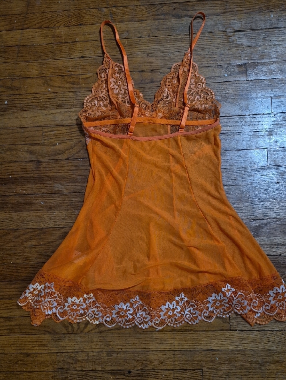 Orange Lace Trim Sheer Chemise - Women Intimates - Picture 4 of 5
